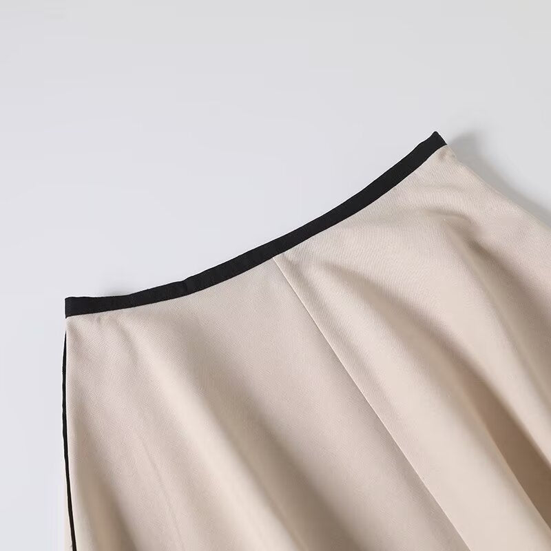 Women's 2025 new fashion contrasting draped midi skirt