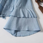 Women's new fashion ruffle edge decoration long sleeved shirt
