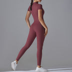 Women's New Nude Zipper Short-sleeved Yoga Clothes Quick-drying Breathable Outdoor Sports Tights Fitness Clothes