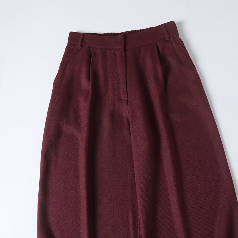 Women's new fashion casual linen blended wide leg pants