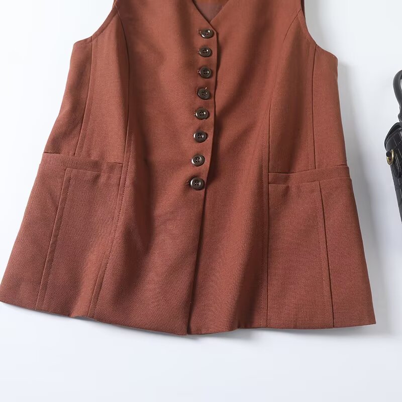 Women's new fashion casual single breasted V-neck suit vest
