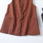 Women's new fashion casual single breasted V-neck suit vest
