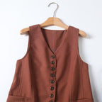 Women's new fashion casual single breasted V-neck suit vest