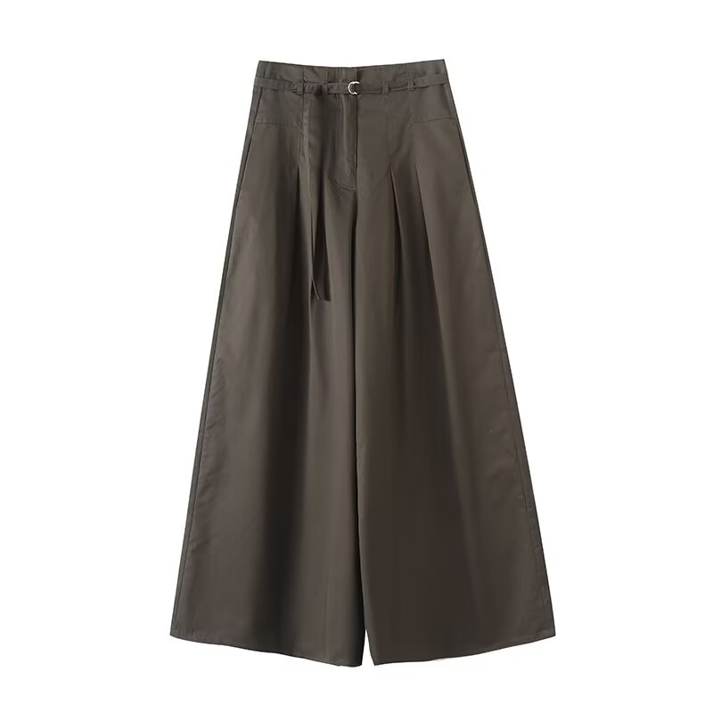 Women's chic fashion loose pleated casual wide leg pants