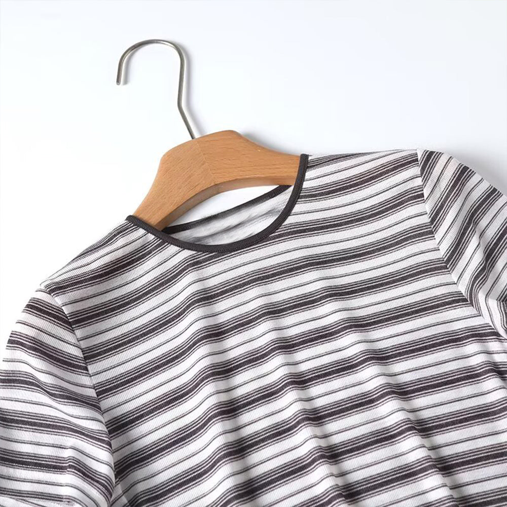 Women's Summer Fashion Short Sleeve O Neck Striped T-shirt