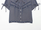 Women's bow decoration embroidered shirt