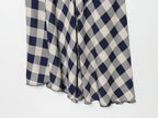 Women's plaid hanging collar MIDI dress