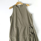 Women's new fashion ribbon decoration sleeveless linen blended MIDI dress