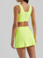 Women's New Joker Sports Suit Yoga Clothing Vest Breathable Exposure-proof High Waist Tennis Yoga Skirt.