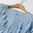 Women's new fashion ruffle edge decoration long sleeved shirt