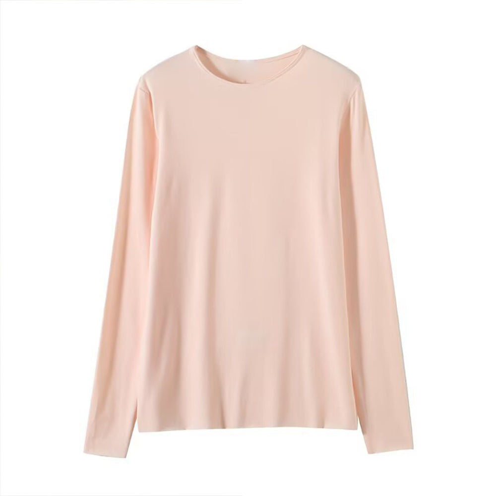 Women's new fashion solid base O Neck long sleeved knitted top