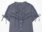 Women's bow decoration embroidered shirt