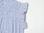 Women's lace up decorative elastic striped top