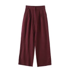 Women's new fashion casual linen blended wide leg pants