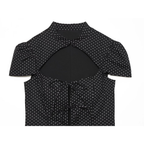Women's bow decoration polka dot poplin shirt