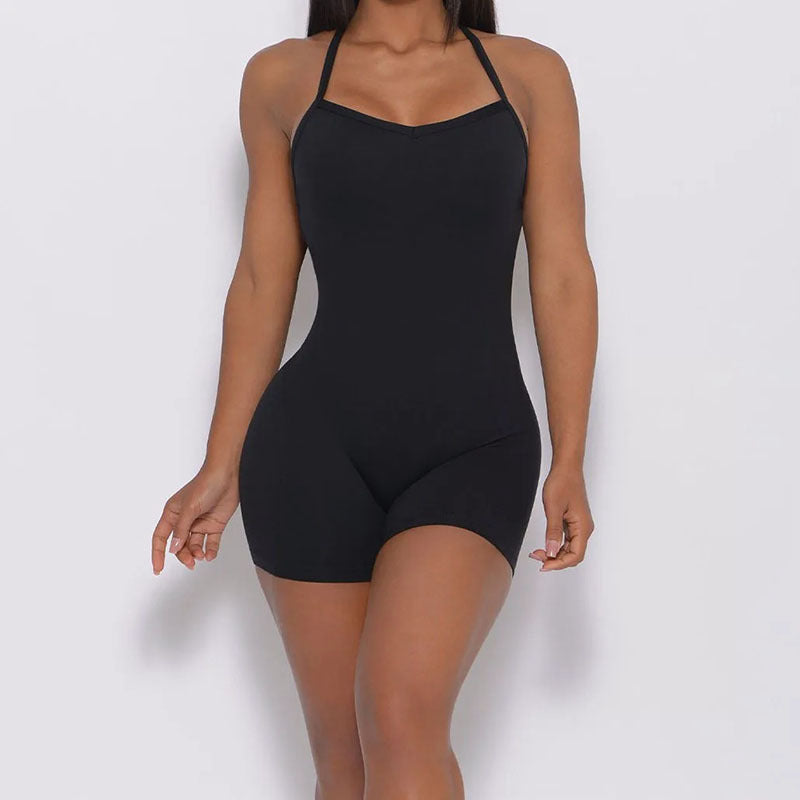 Yoga Pants Sports Jumpsuit Fitness Pants Backless Cross Bodysuit Solid Color Jumpsuit