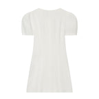 Women's button decoration bubble sleeve mini dress