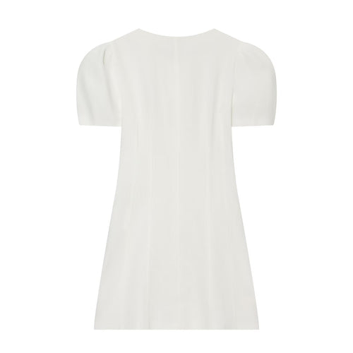 Women's button decoration bubble sleeve mini dress