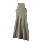 Women's new fashion ribbon decoration sleeveless linen blended MIDI dress