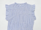 Women's lace up decorative elastic striped top