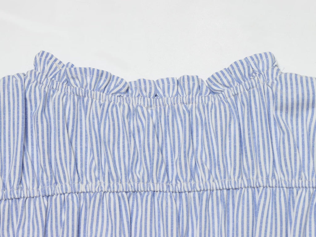 Women's lace up decorative elastic striped top