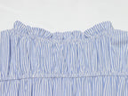Women's lace up decorative elastic striped top