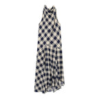 Women's plaid hanging collar MIDI dress