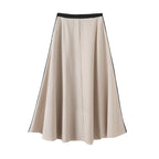 Women's 2025 new fashion contrasting draped midi skirt